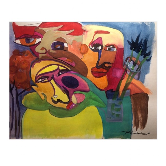 “Sam & Sons” original acrylic painting on paper one-of-a-kind artwork signed - Picture 2 of 5